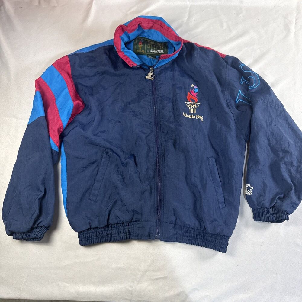 VTG 90s Atlanta Olympics 1996 Starter Windbreaker Jacket Medium Hooded Packable